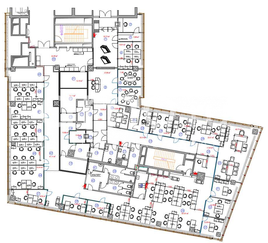 Планировка офиса 460-1032 м², 6 этаж, Бизнес-центр «Город Столиц» Южный блок